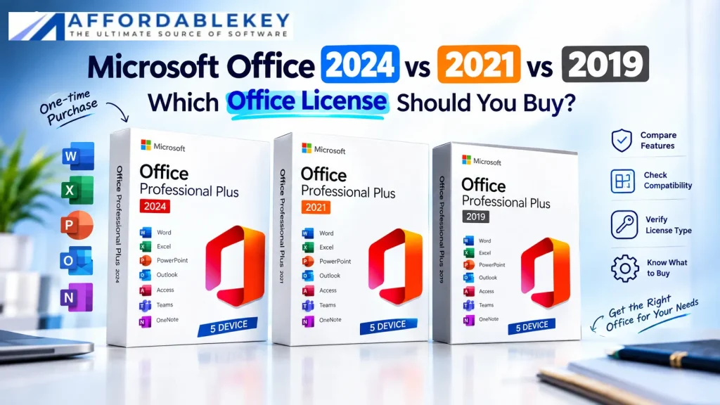 Microsoft Office 2024 vs 2021 vs 2019 comparison
